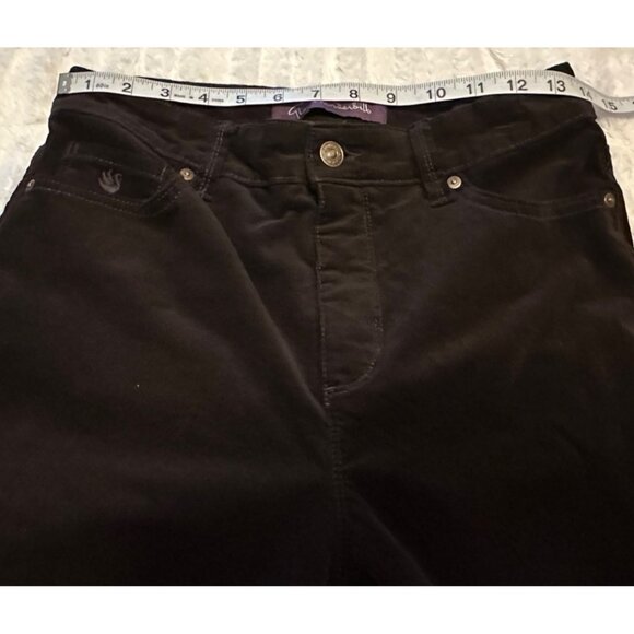 Gloria Vanderbilt Amanda Dark Brown Mid-Rise Velvet Pants Women's Size 6 - Picture 8 of 16